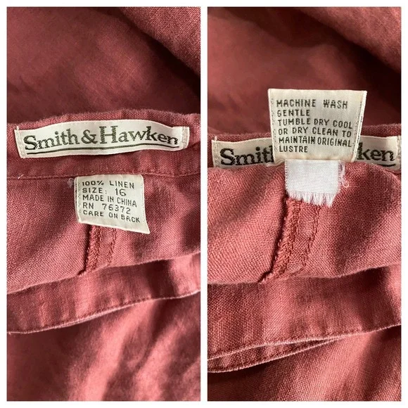SMITH & HAWKEN Linen Skirt Womens 16 Red Clay Midi Wrap Button Casual - Picture 8 of 9